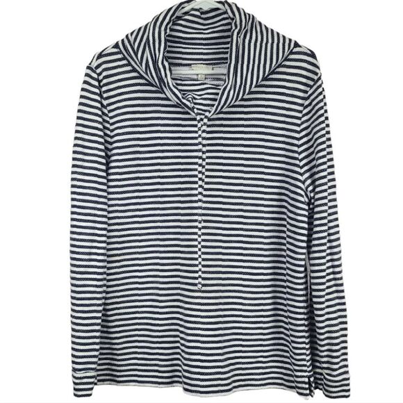 Talbots Nautical Stripe French Terry Cowl Neck Pullover Long Sleeve Sweatshirt - Picture 8 of 8